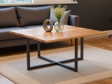 LENNARD Couchtisch 70x70 cm, Material Massivholz / Metall, Eiche geölt