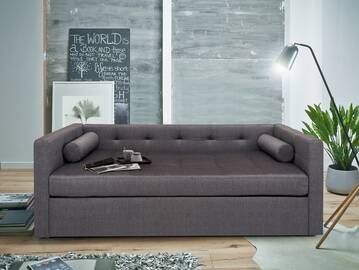 MACEY Stauraumbett mit Schubkasten, Material Stoff anthrazit