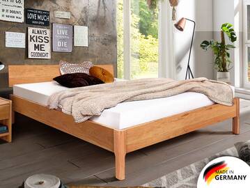 MERANO 4-Fuß-Massivholzbett, mit Kopfteil 