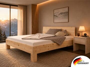 ZABINO 4-Fuß-Zirbenbett mit Kopfteil, Material Massivholz 180 x 200 cm | Zirbe unbehandelt | Standardhöhe