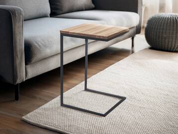 DANALI Beistelltisch / Laptoptisch, Material Massivholz/Metall, Eiche/schwarz 