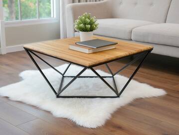 ELIAN Couchtisch 70x70 cm, Material Massivholz/Metall, Eiche geölt 