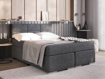ODESSA Boxspringbett inkl. Toppermatratze, 140x200 cm, Bezug Stoff dunkelgrau 