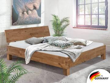 CORDINO 4-Fuß-Bett aus Eiche mit Kopfteil, Material Massivholz