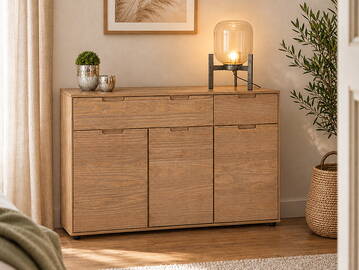 NESTRA Sideboard, Material Massivholz, Kiefer eichefarbig