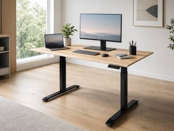 OFFICE OAK elektrisch höhenverstellbarer Schreibtisch 160x80 cm, Material Massivholz, Eiche geölt