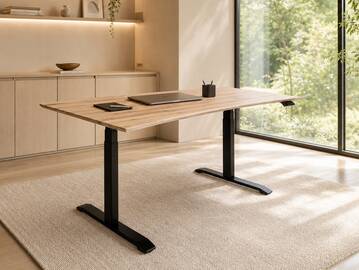OFFICE OAK elektrisch höhenverstellbarer Schreibtisch 180x80 cm, Material Massivholz, Eiche geölt