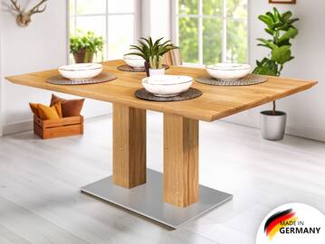 ORLEANS Massivholztisch / Säulentisch, Material Massivholz/Edelstahl