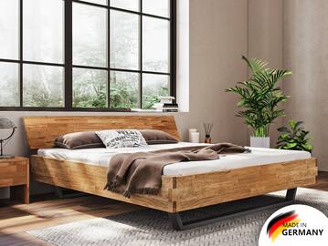CORDINO Kufenbett aus Eiche, Material Massivholz, mit/ohne Kopfteil
