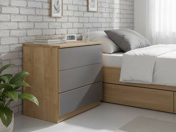 VALESCA Nachtkommode mit massiver Deckplatte, Material Dekorspanplatte, Chalet-Eiche Nachbildung