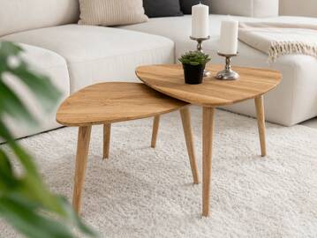 VELIA 2-er Set Couchtische, Material Massivholz, Eiche geölt 