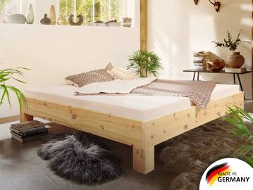 ZABINO 4-Fuß-Zirbenbett ohne Kopfteil, Material Massivholz 