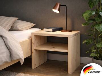 ZARUBA Nachtkommode mit Ablage, Material Massivholz, Zirbe unbehandelt