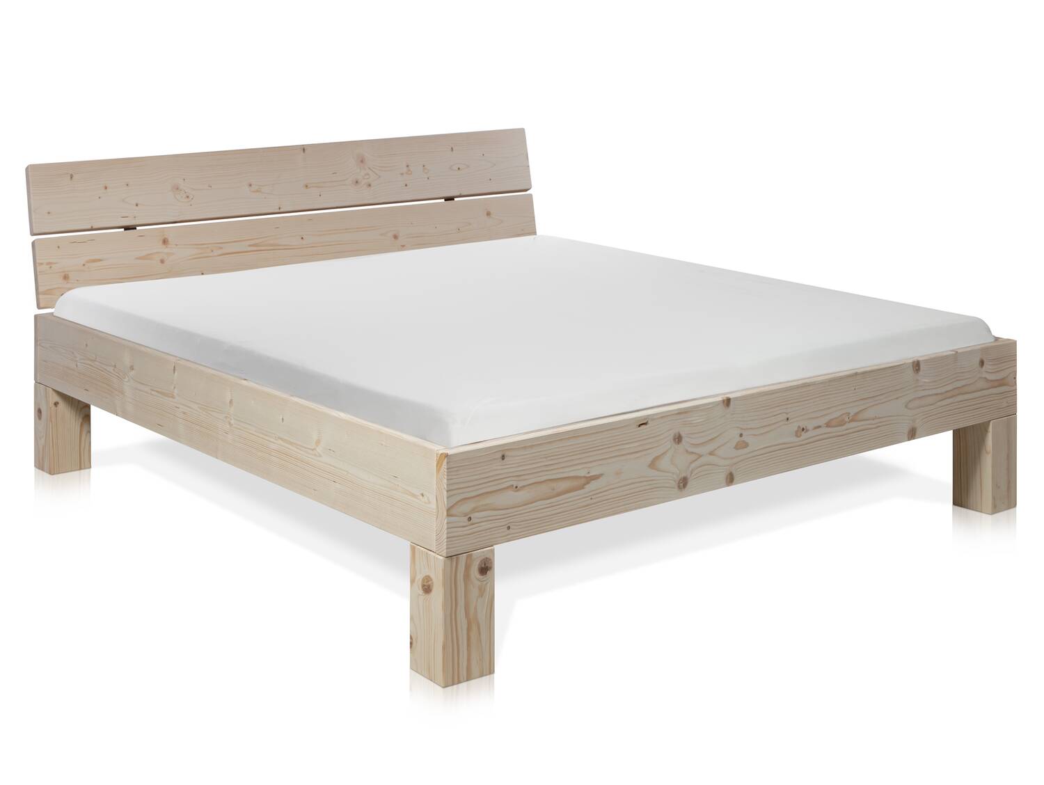 LUKY 4-Fuß-Bett mit Kopfteil, Material Massivholz, Fichte massiv 140 x 200 cm | natur