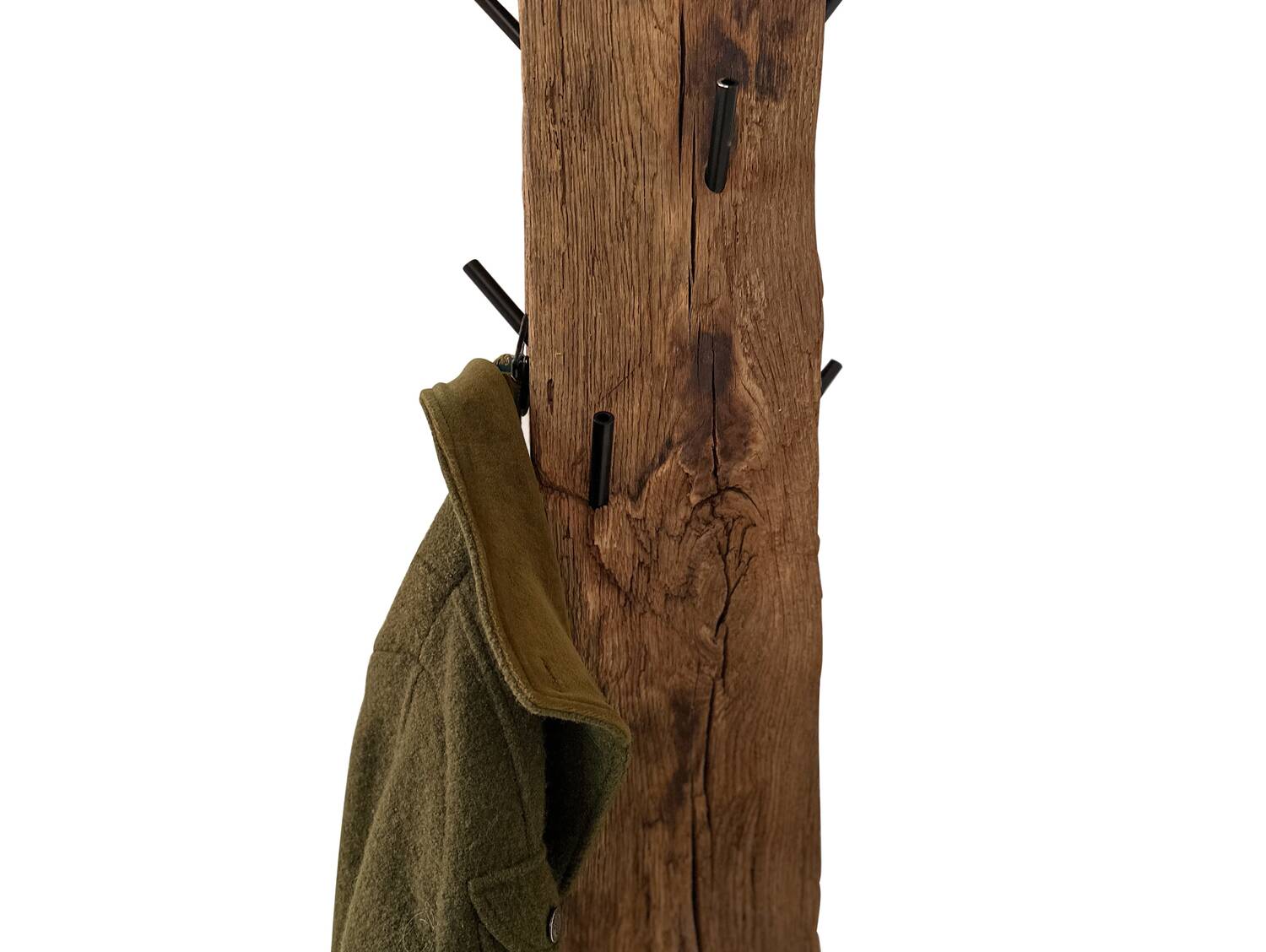 Garderobenständer aus Eiche-Altholz, Material Massivholz, rustikale Strukturoberfläche 130 cm