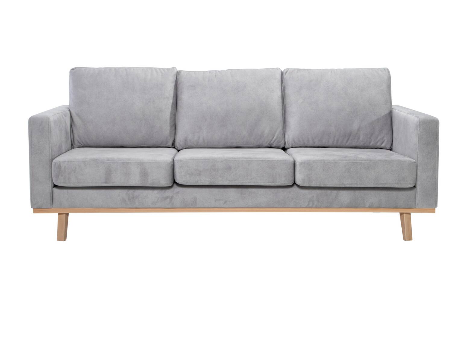 CORIN 3-Sitzer Sofa mit Echtholz-Untergestell, Bezug in Velour-Optik Silbergrau