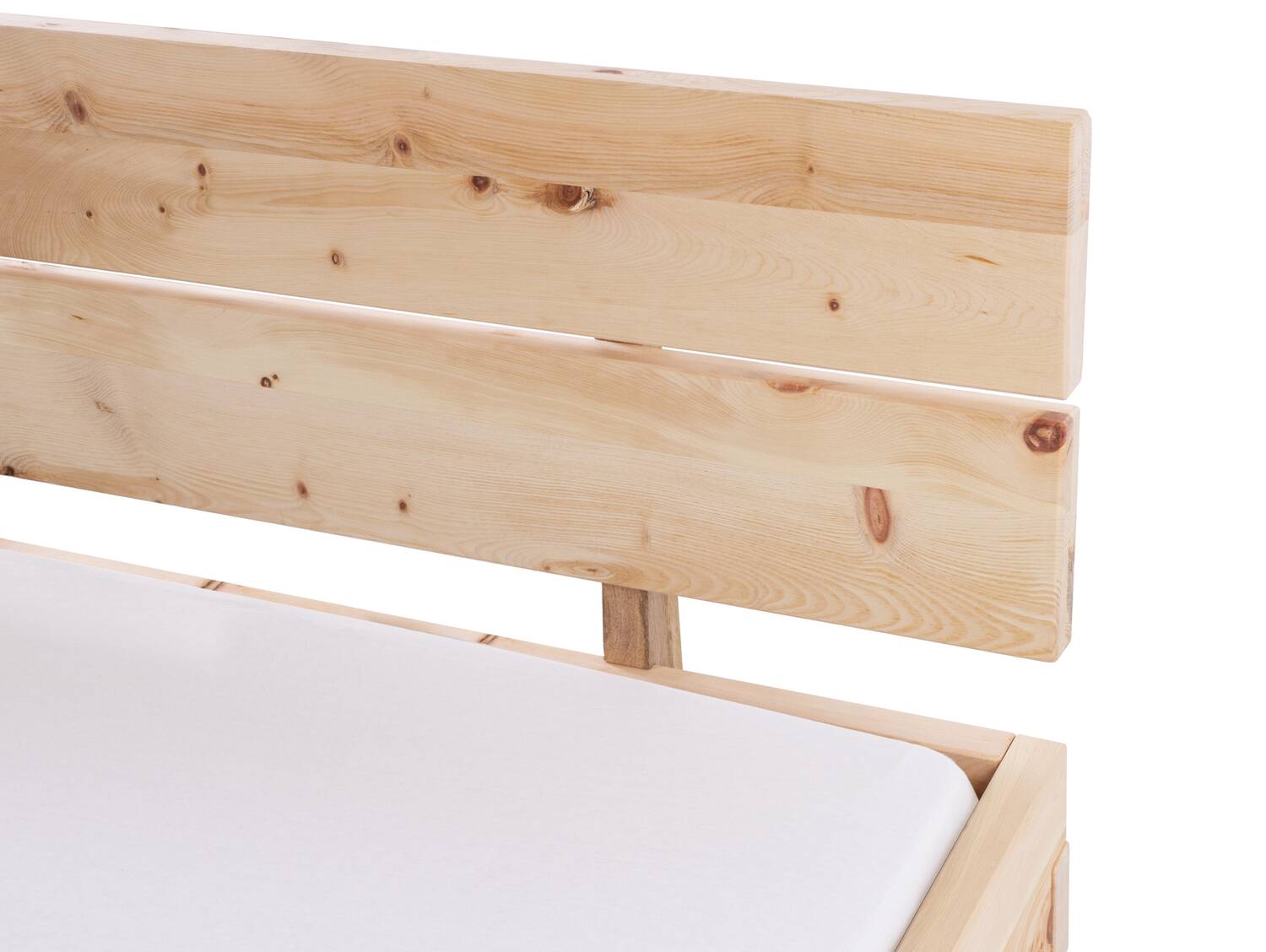 ZARUBA Zirbenbett mit Wangenfuß/Holzkopfteil, Material Massivholz, Zirbe unbehandelt 120 x 200 cm