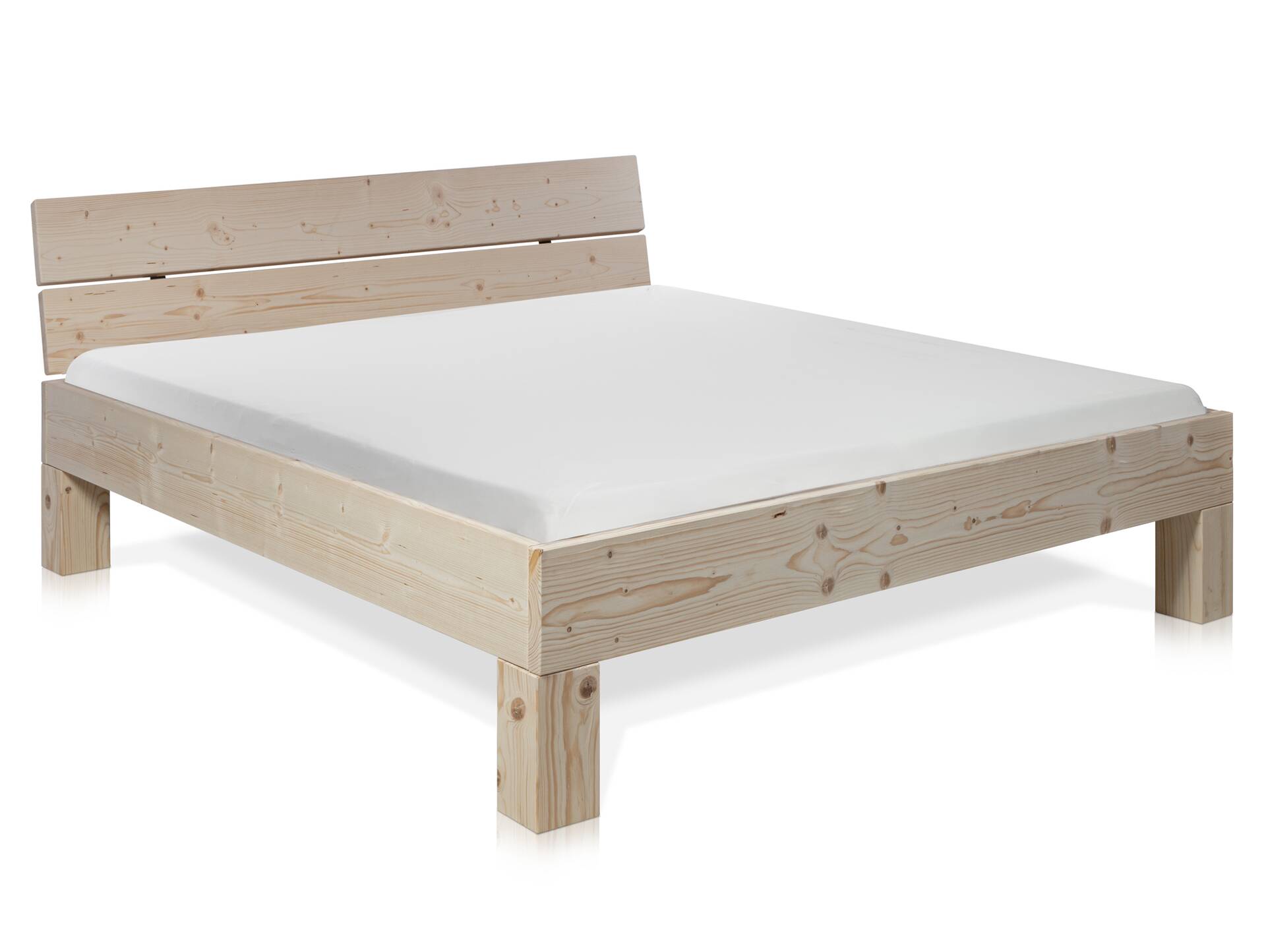 LUKY 4-Fuß-Bett mit Kopfteil, Material Massivholz, Fichte massiv 140 x 200 cm | natur