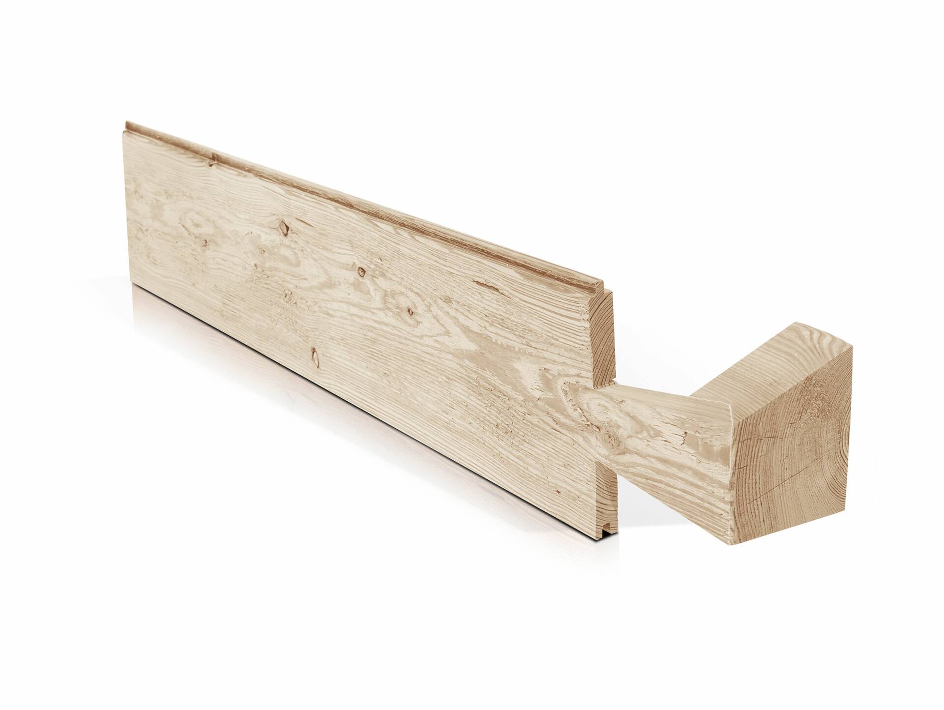TIROLERSCHROT Blockwandschalung/Nut- und Federbrett/Schalungsbrett, Material Massivholz, gehackt/gebürstet Fichte natur | 2 Meter