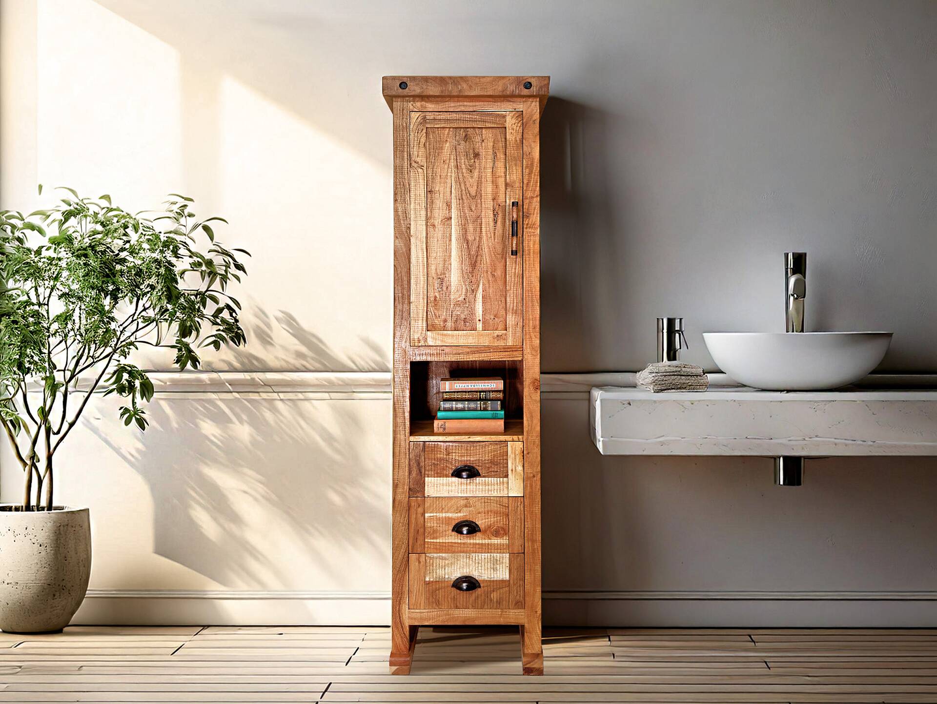 WINCHESTER Bad Standregal III, Material Massivholz, Mango rustikal 