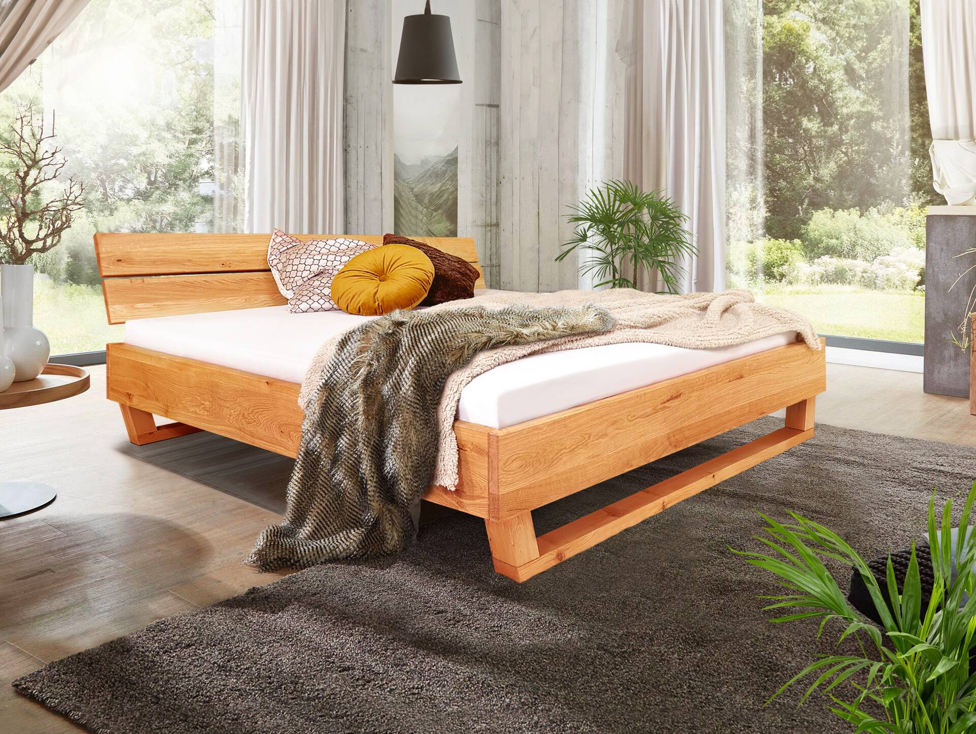 DAKONA Holz-Kufenbett mit Kopfteil, Material Massivholz 120 x 200 cm | Buche unbehandelt