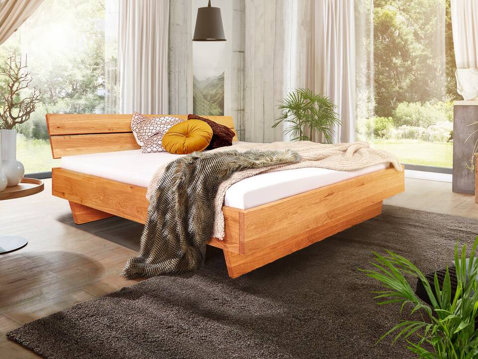 DAKONA Wangenbett mit Kopfteil, Material Massivholz 120 x 200 cm | Buche unbehandelt
