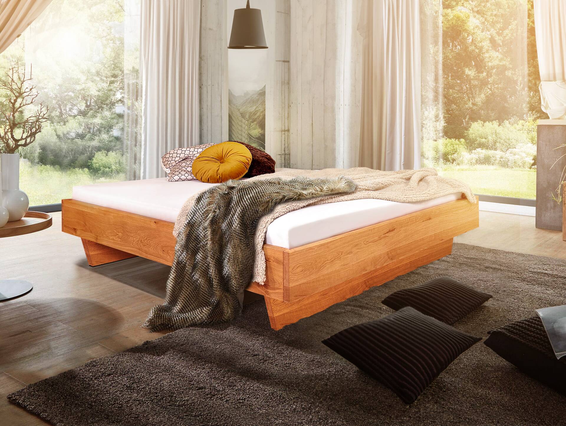 DAKONA Wangenbett ohne Kopfteil, Material Massivholz 120 x 200 cm | Buche unbehandelt