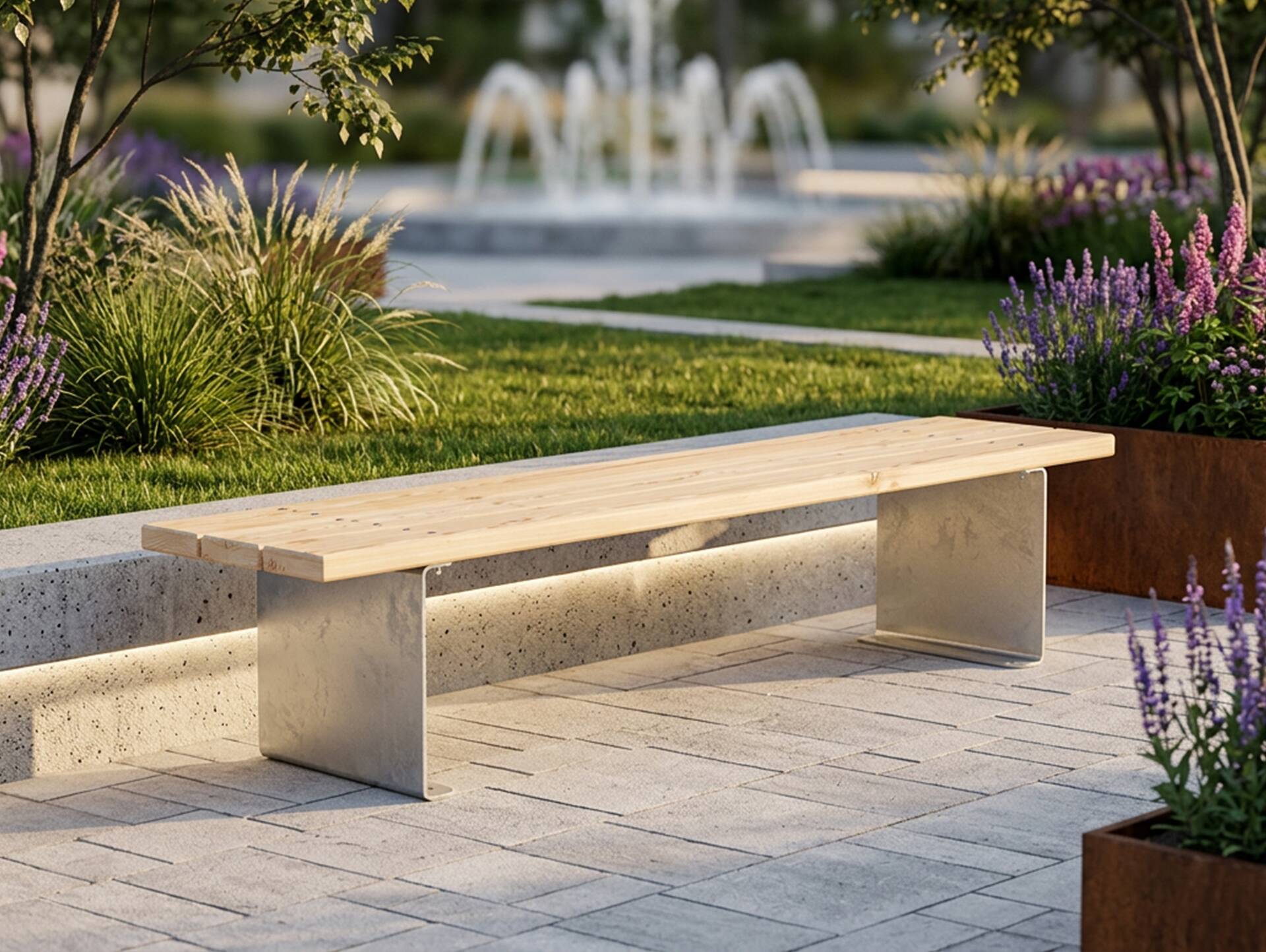 GAVINO Gartenbank, Material Massivholz/Edelstahl 150 cm