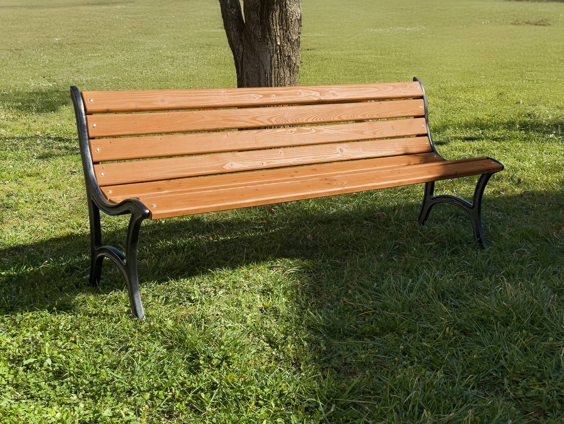 GUSTL Gartenbank, Material Massivholz Lärche, Metallgestell Schwarz 180 cm