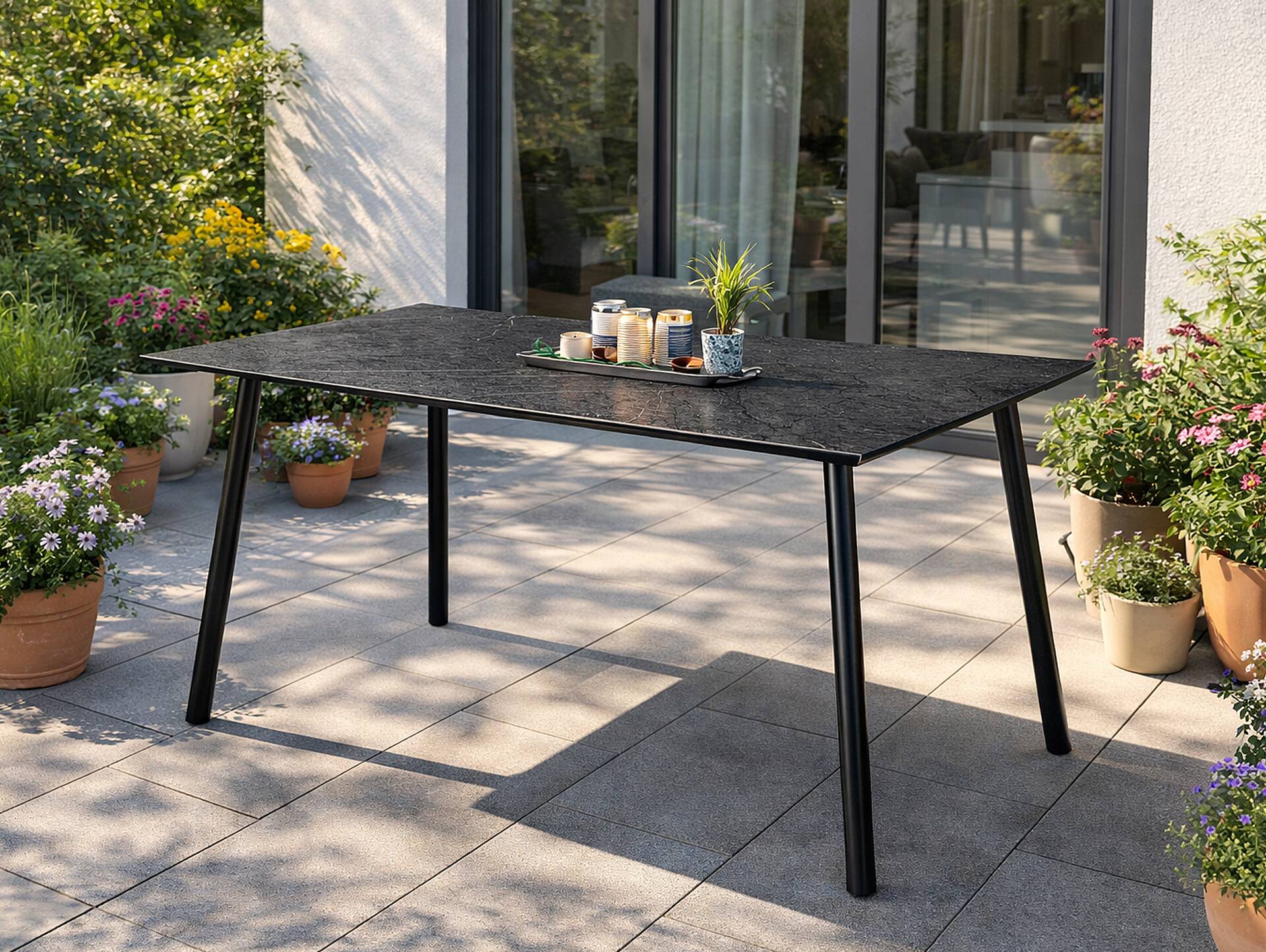 Alpstein Esstisch / Gartentisch, Material HPL/Aluminium 140 cm | 80 cm | Dunkelgrau
