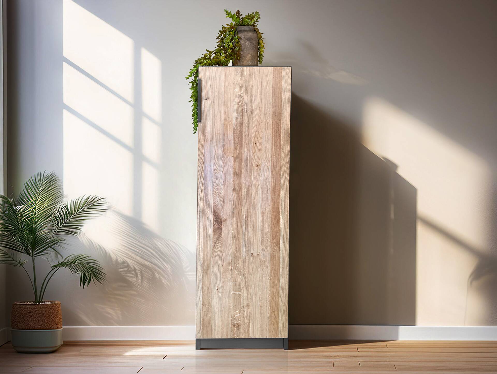 OFFICE OAK Aktenschrank II, Material teilmassiv, Eiche/graphitfarbig Türanschlag rechts