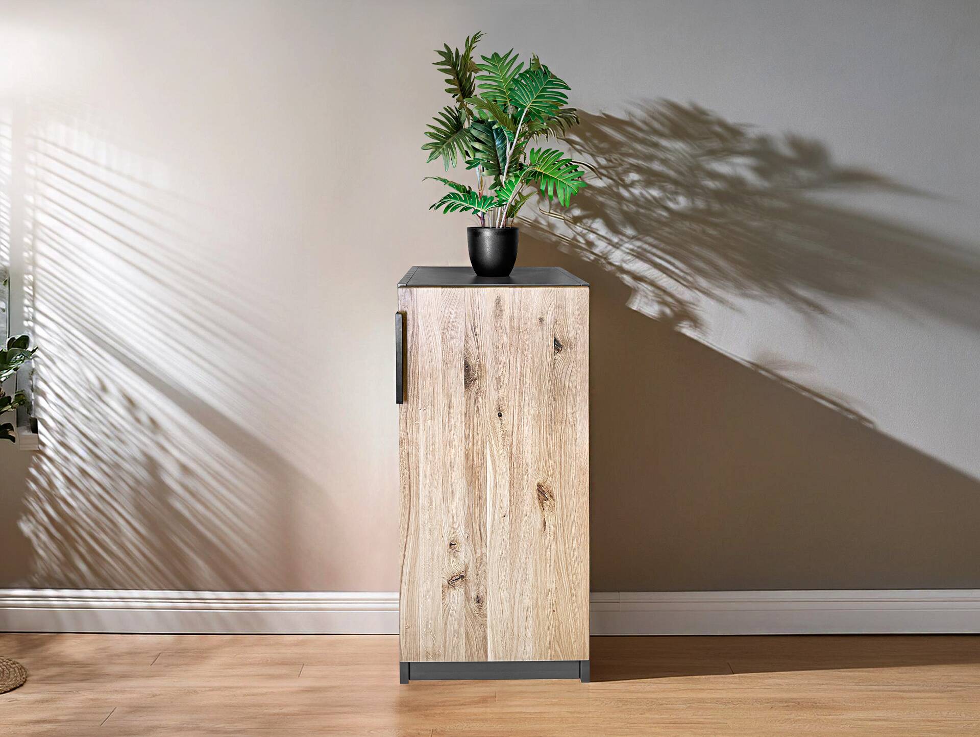 OFFICE OAK Aktenschrank I, Material teilmassiv, Eiche/graphitfarbig Türanschlag rechts