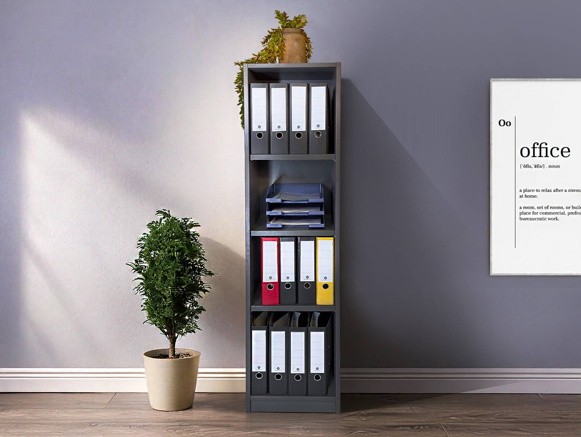 OFFICE OAK Regal V, Material Dekorspanplatte, graphitfarbig 