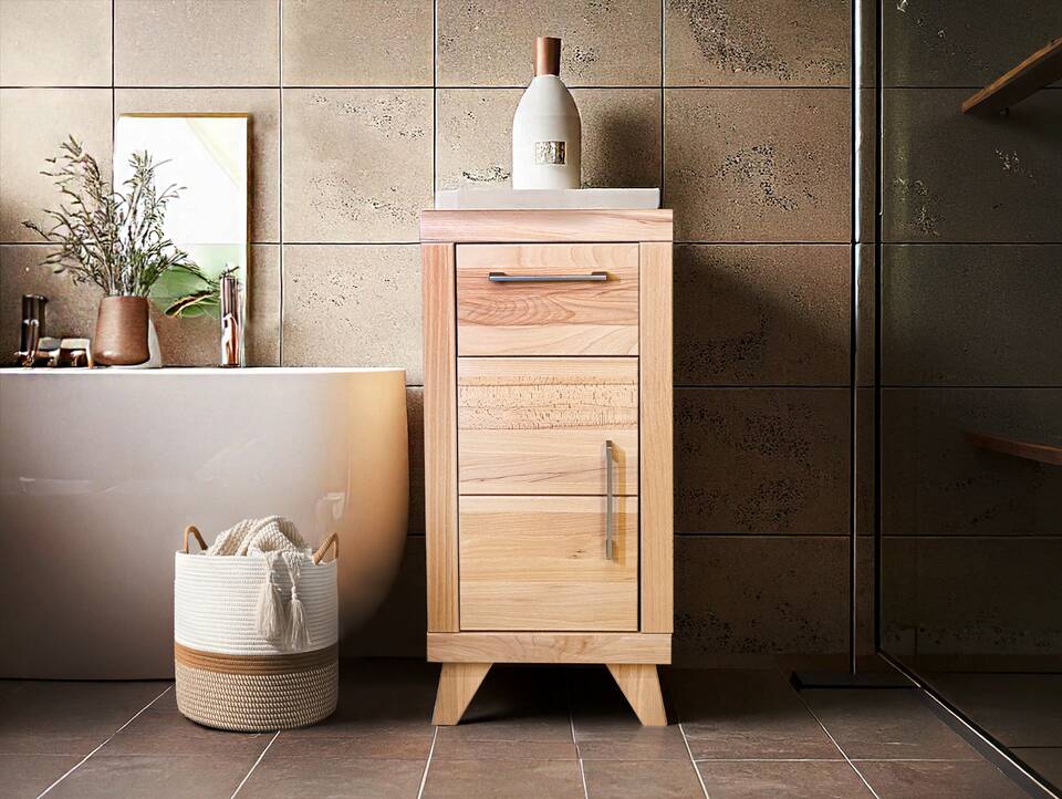 OZEANA Unterschrank II fürs Badezimmer, Material teilmassiv Buche 