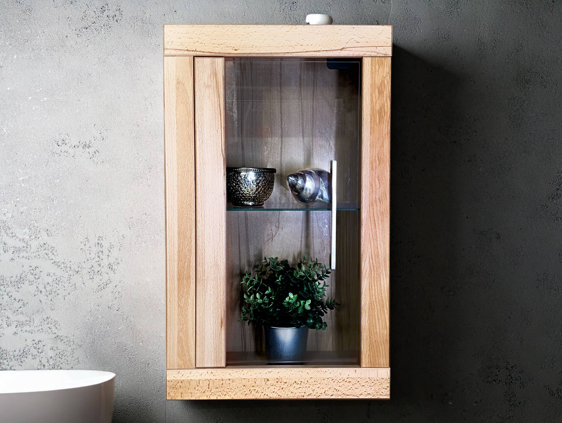 OZEANA Hängeschrank fürs Badezimmer, Material teilmassiv Buche