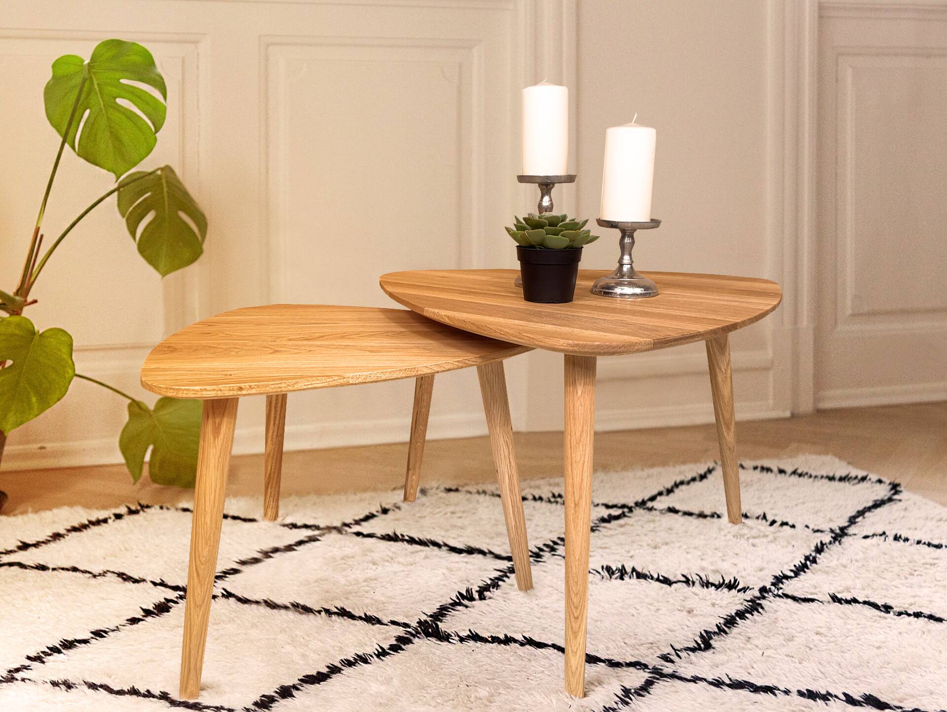 VELIA 2-er Set Couchtische, Material Massivholz, Eiche geölt 