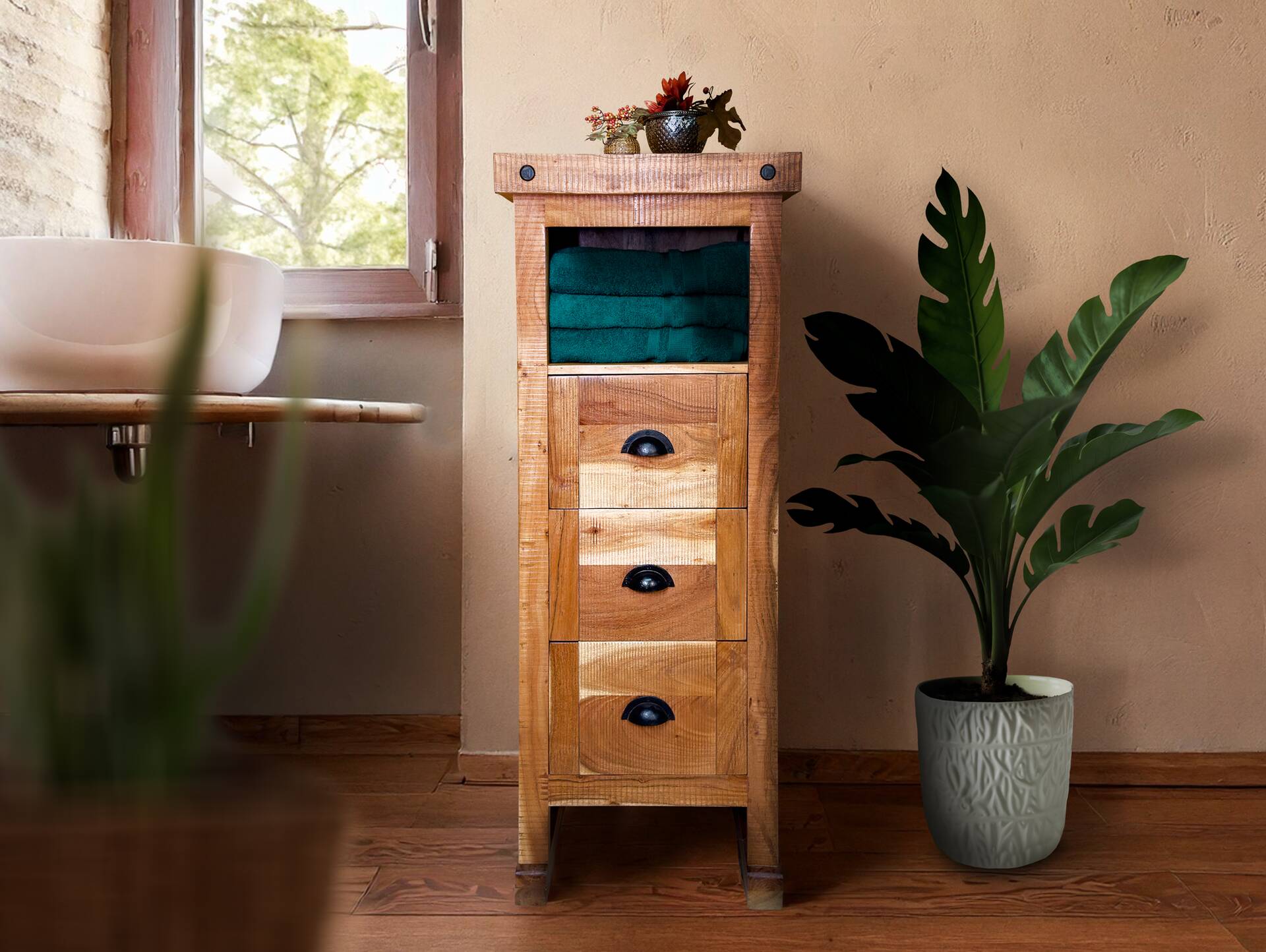 WINCHESTER Bad Standregal II, Material Massivholz, Mango rustikal 