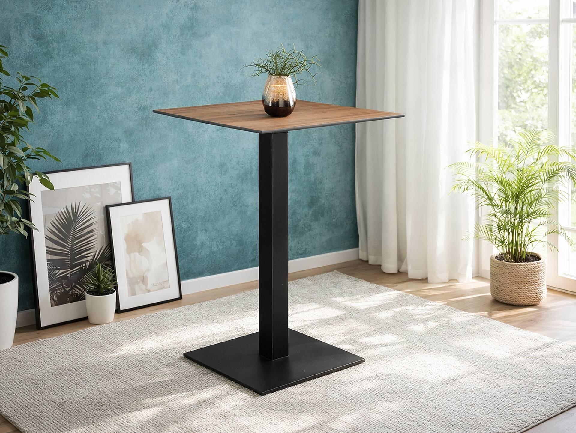 TAUNUS Stehtisch, Material HPL / Metall 60 x 60 cm | Eichefarbig