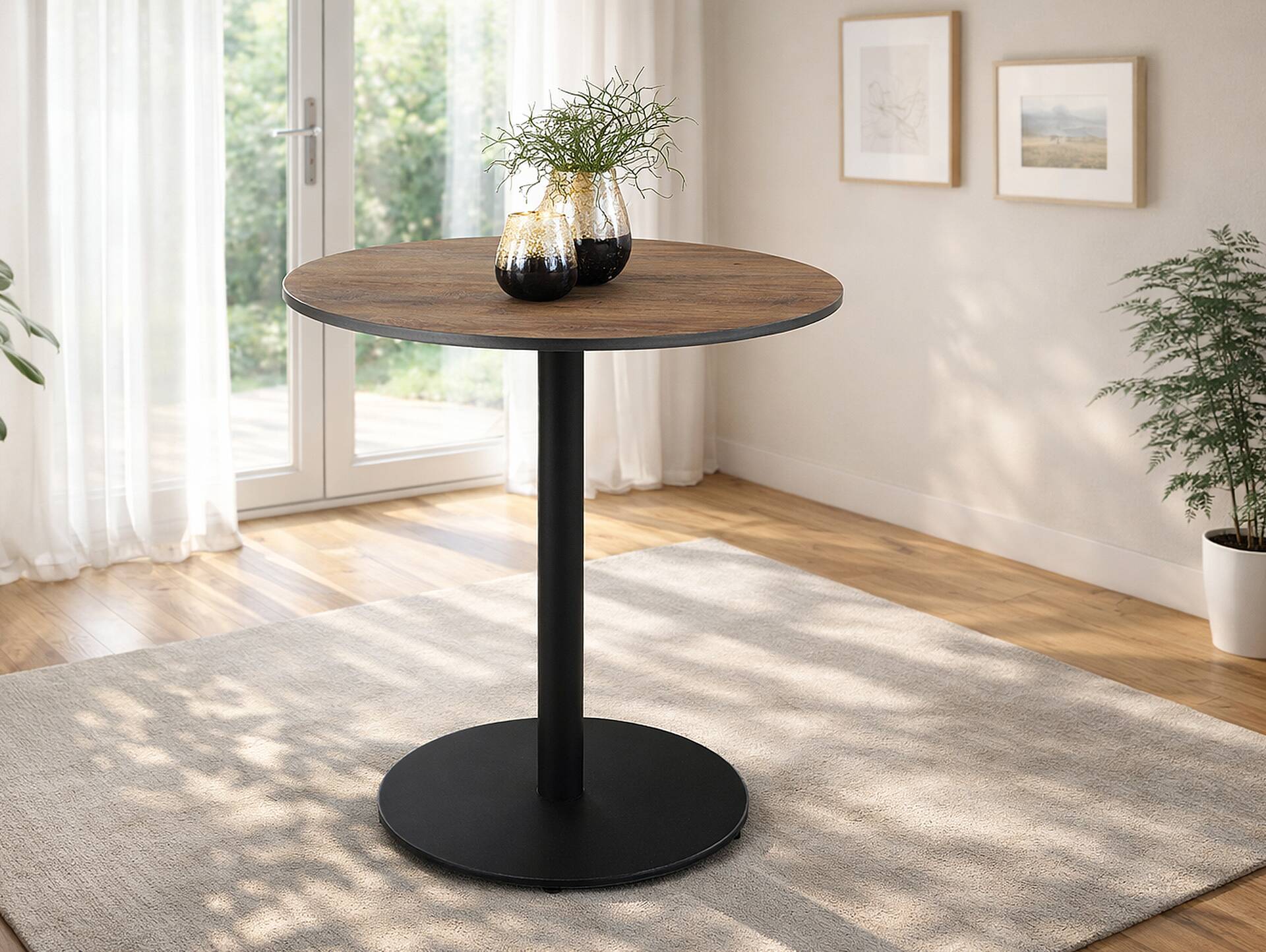 TAUNUS II Bartisch, Material HPL / Metall 60 cm | Eichefarbig