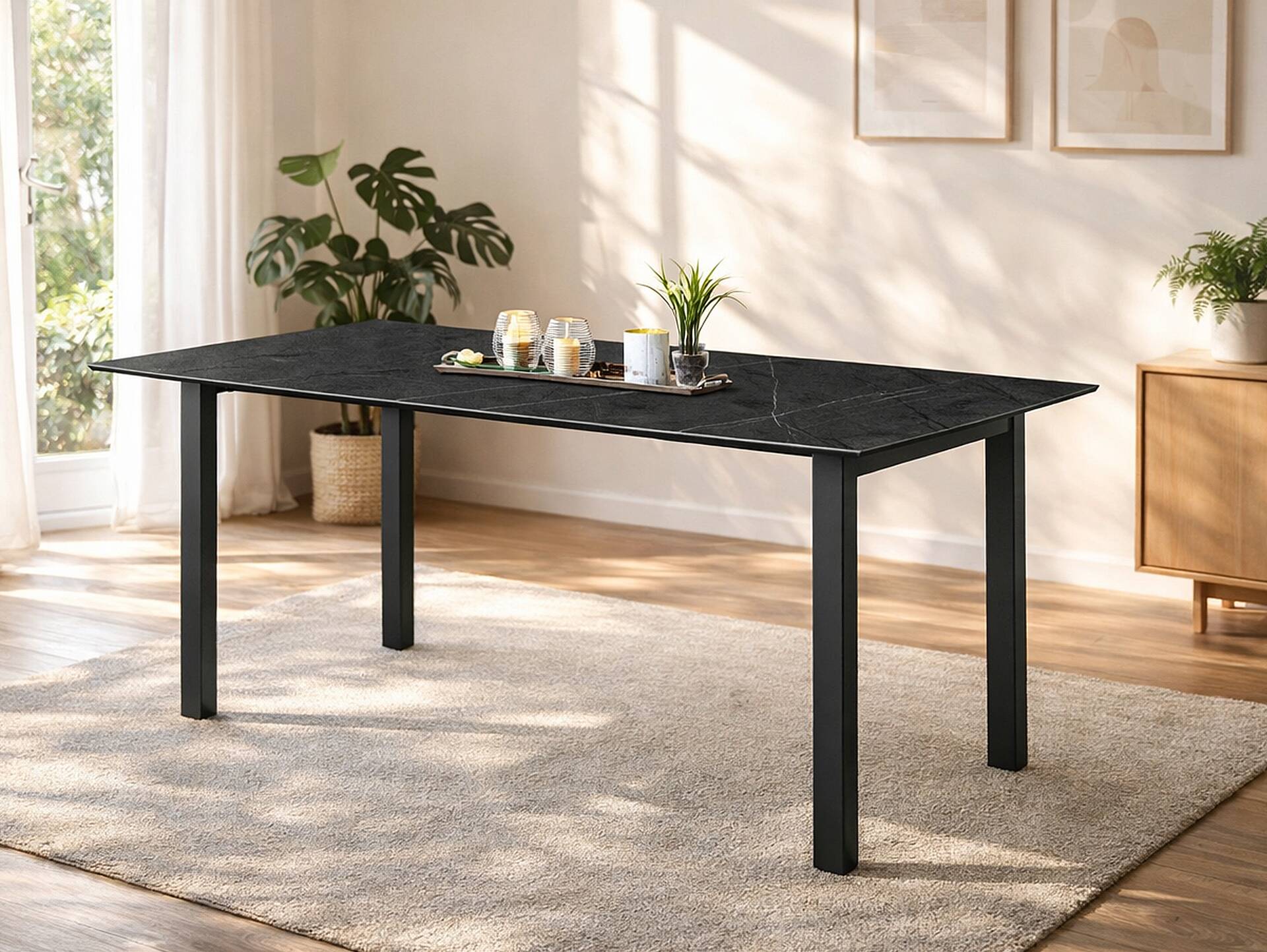 DOLOMIT Gartentisch/Esszimmertisch, Material HPL / Aluminium 200 cm | 80 cm | schwarz/dunkelgrau