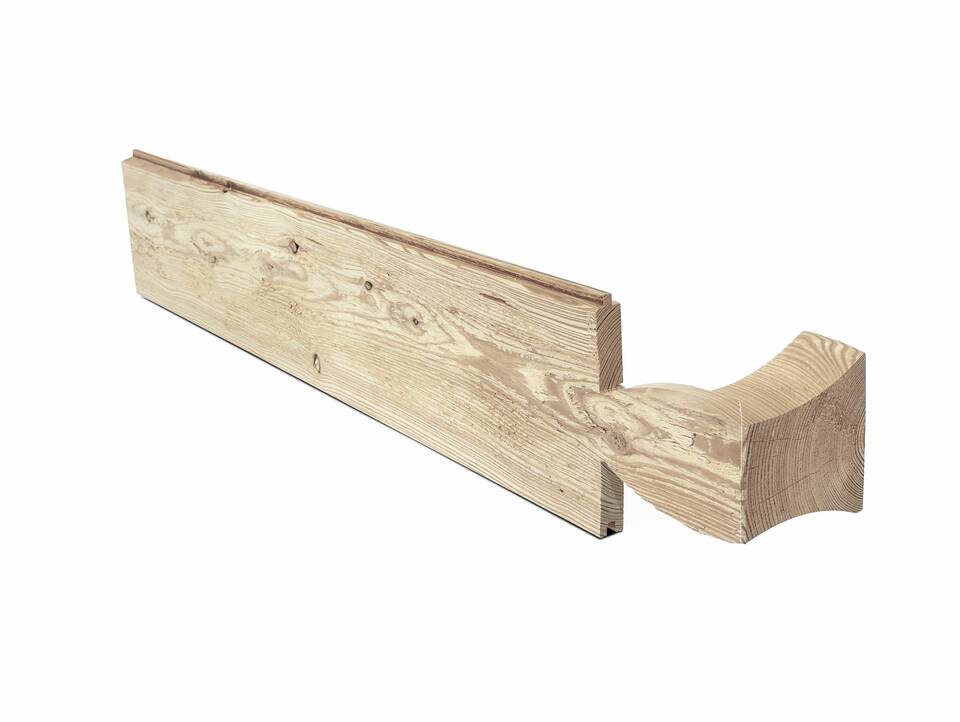 KLINGSCHROT Blockwandschalung/Nut- und Federbrett/Schalungsbrett, Material Massivholz, gehackt/gebürstet Fichte natur | 2 Meter