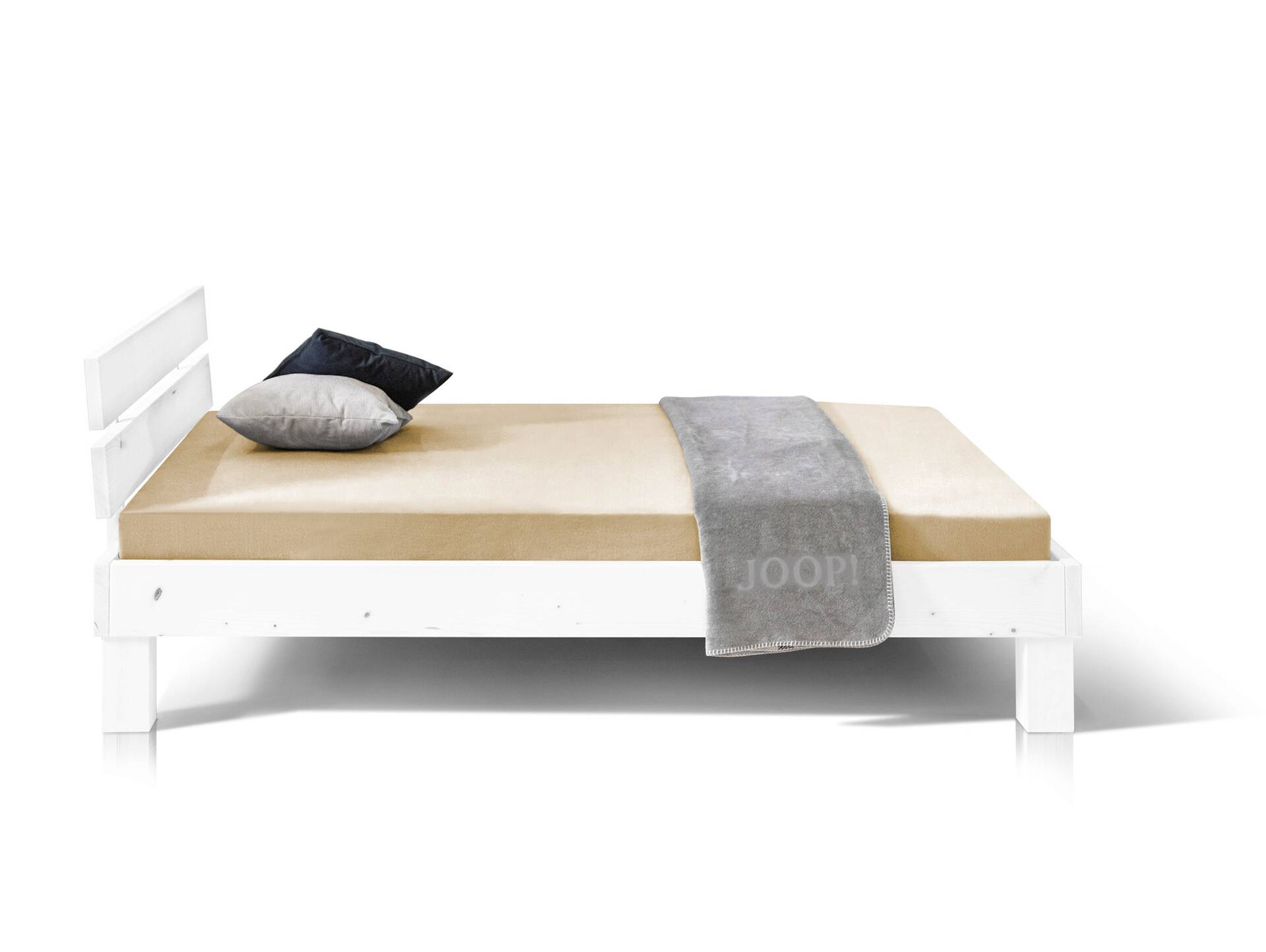 PUMBA Massivholzbett mit Kopfteil, Material Massivholz, Fichte 90 x 200 cm | weiss | Standardhöhe