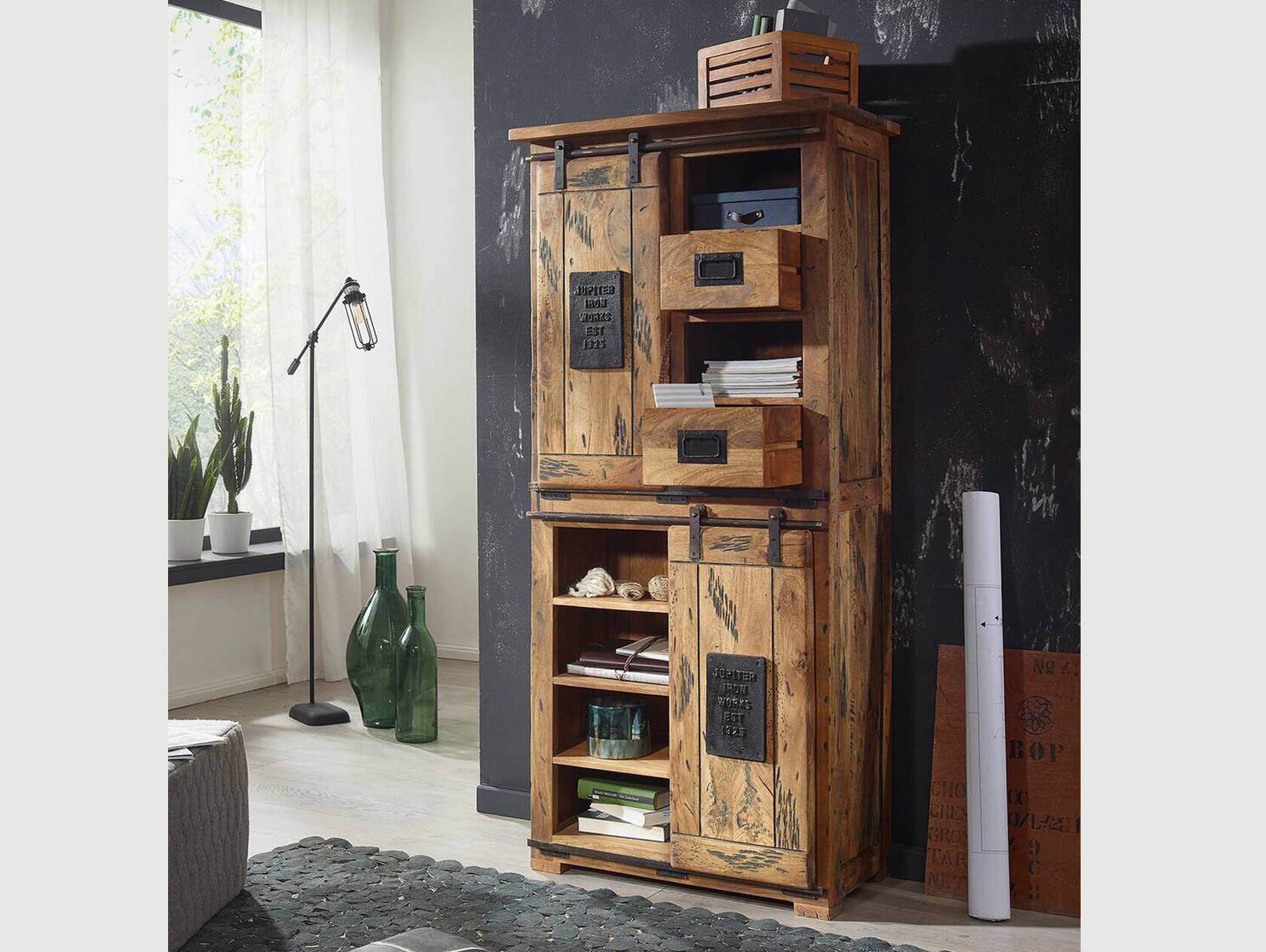 BRISTOL Highboard III, Material Massivholz, Mango rustikal 