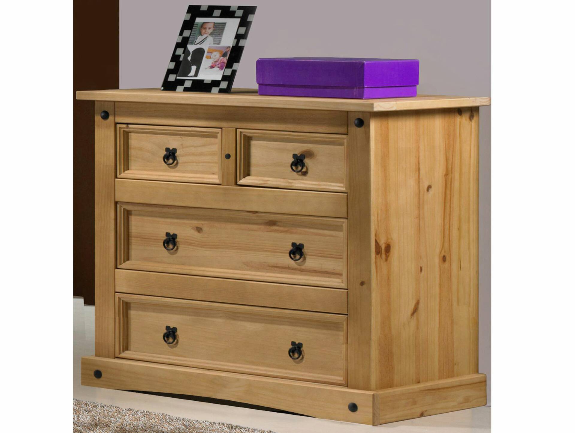 CORTON Kommode 2+2 Schubkästen, Material Massivholz, Kiefer honigfarbig gewachst 