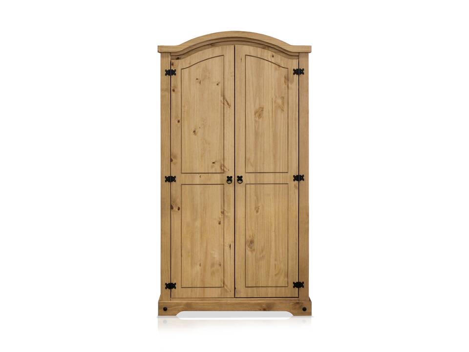 TURANO Kleiderschrank, Material Massivholz, Kiefer honigfarbig gewachst 2-türig