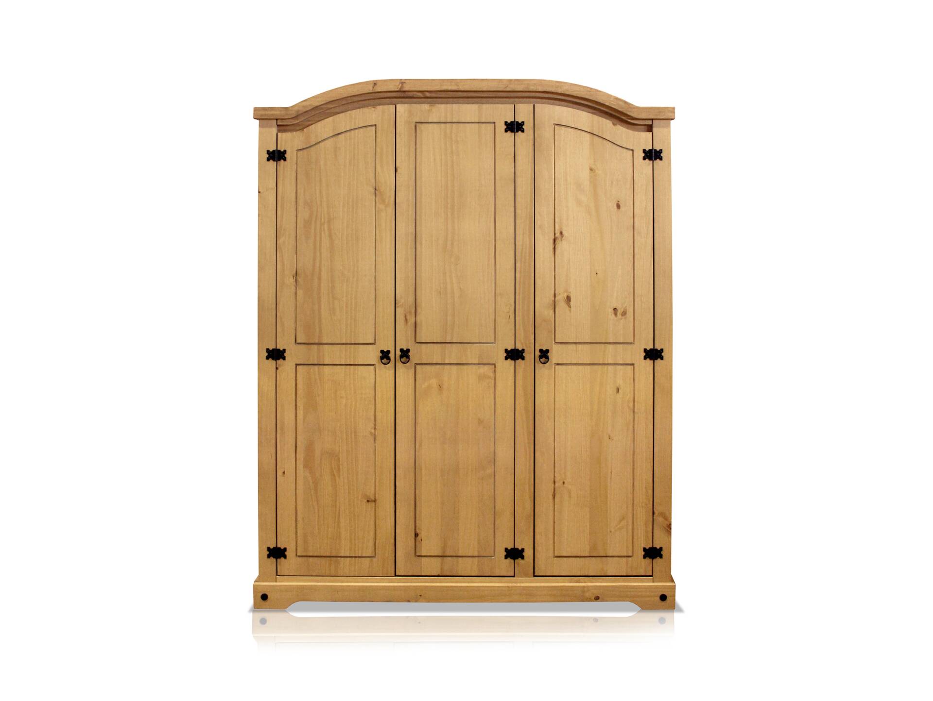TURANO Kleiderschrank, Material Massivholz, Kiefer honigfarbig gewachst 3-türig
