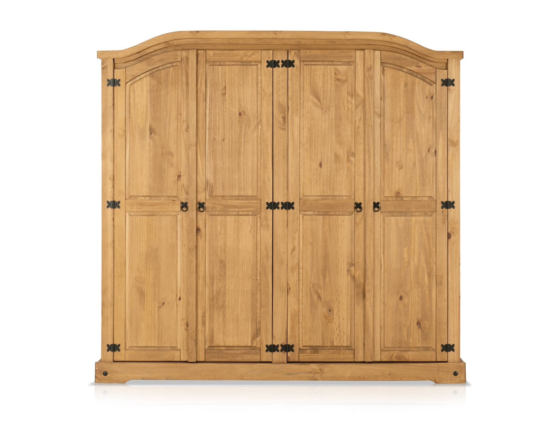 TURANO Kleiderschrank, Material Massivholz, Kiefer honigfarbig gewachst 4-türig