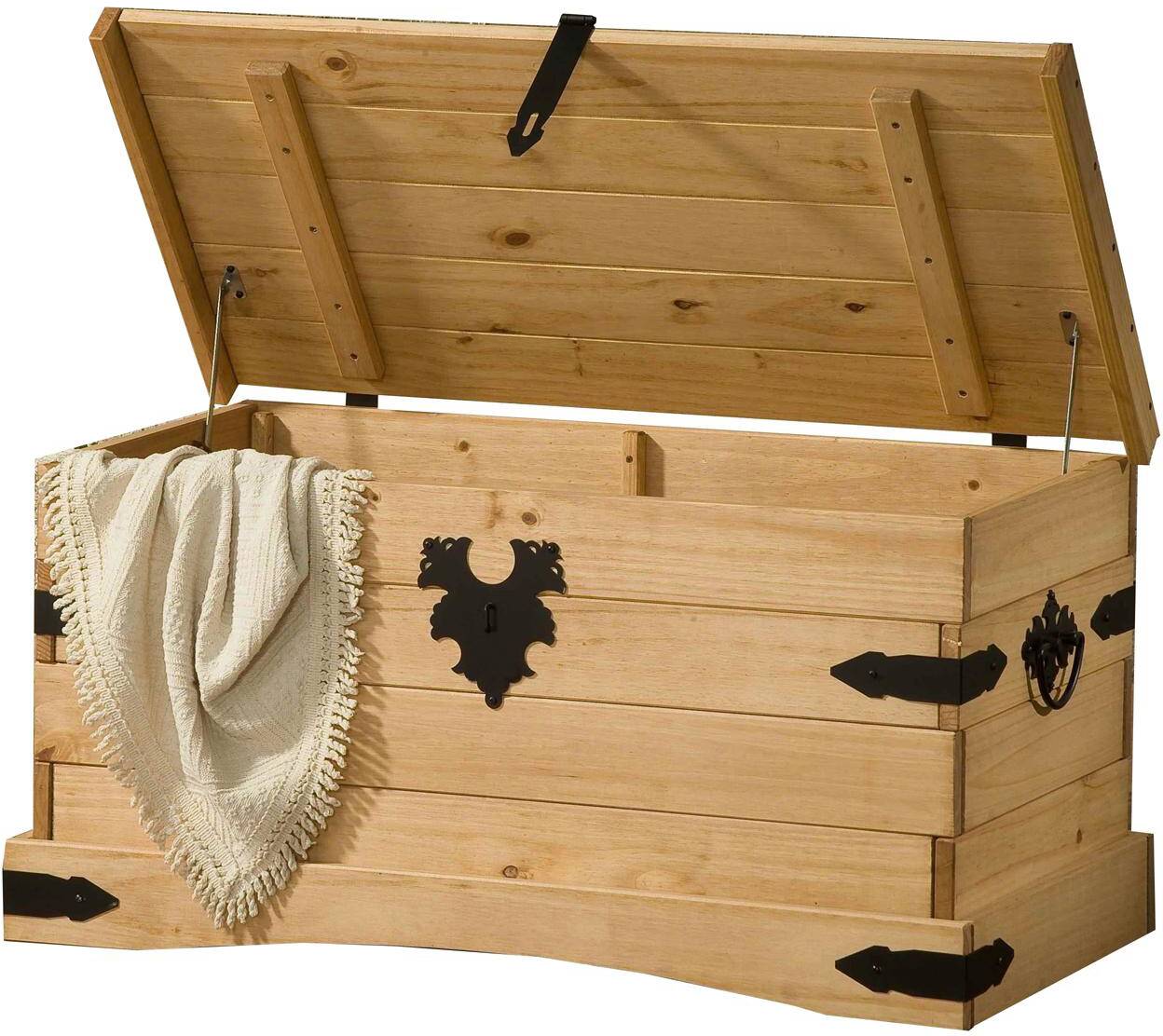 CORTON Truhe, Material Massivholz Kiefer gewachst Honigfarbig