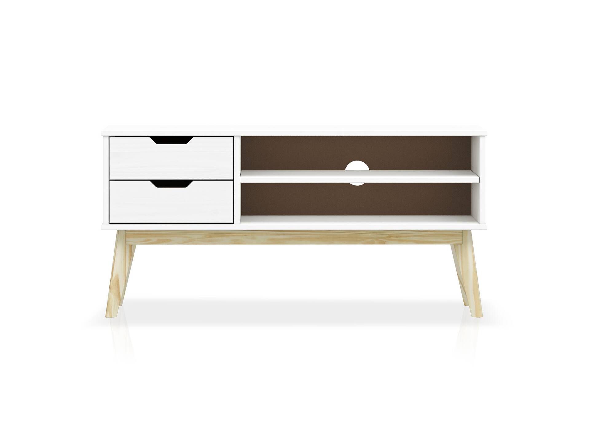 BARNY TV Lowboard II, Material Massivholz, Kiefer Kiefer weiss lackiert