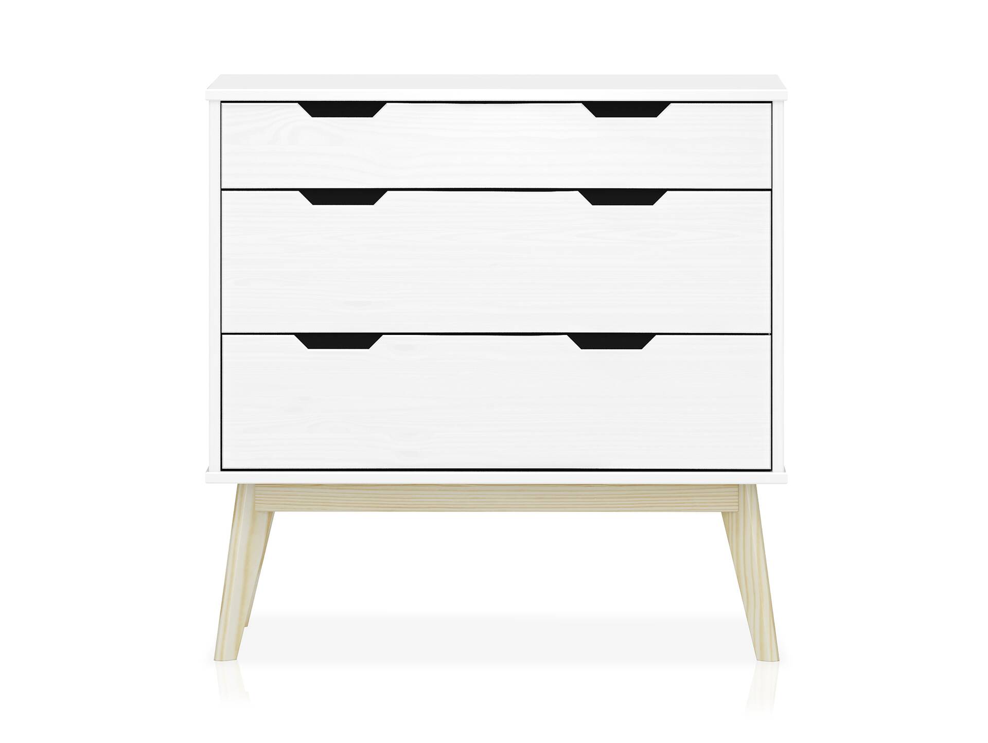 BARNY Kommode 3 Schubkästen, Material Massivholz, Kiefer Kiefer weiss lackiert